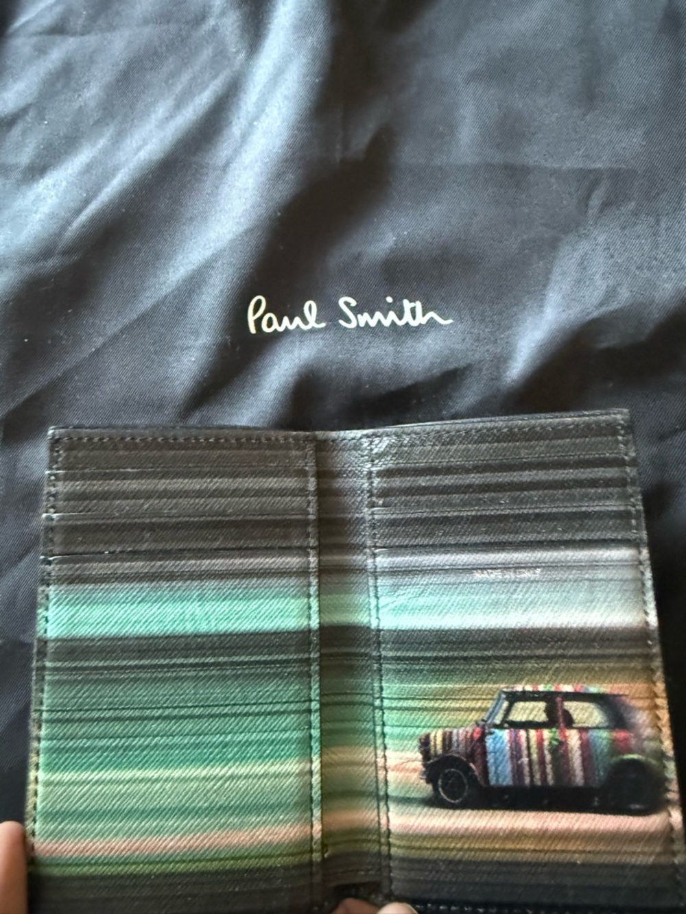 Paul Smith EUC Striped Mini Blur Leather Wallet Black - Retails $250 plus
